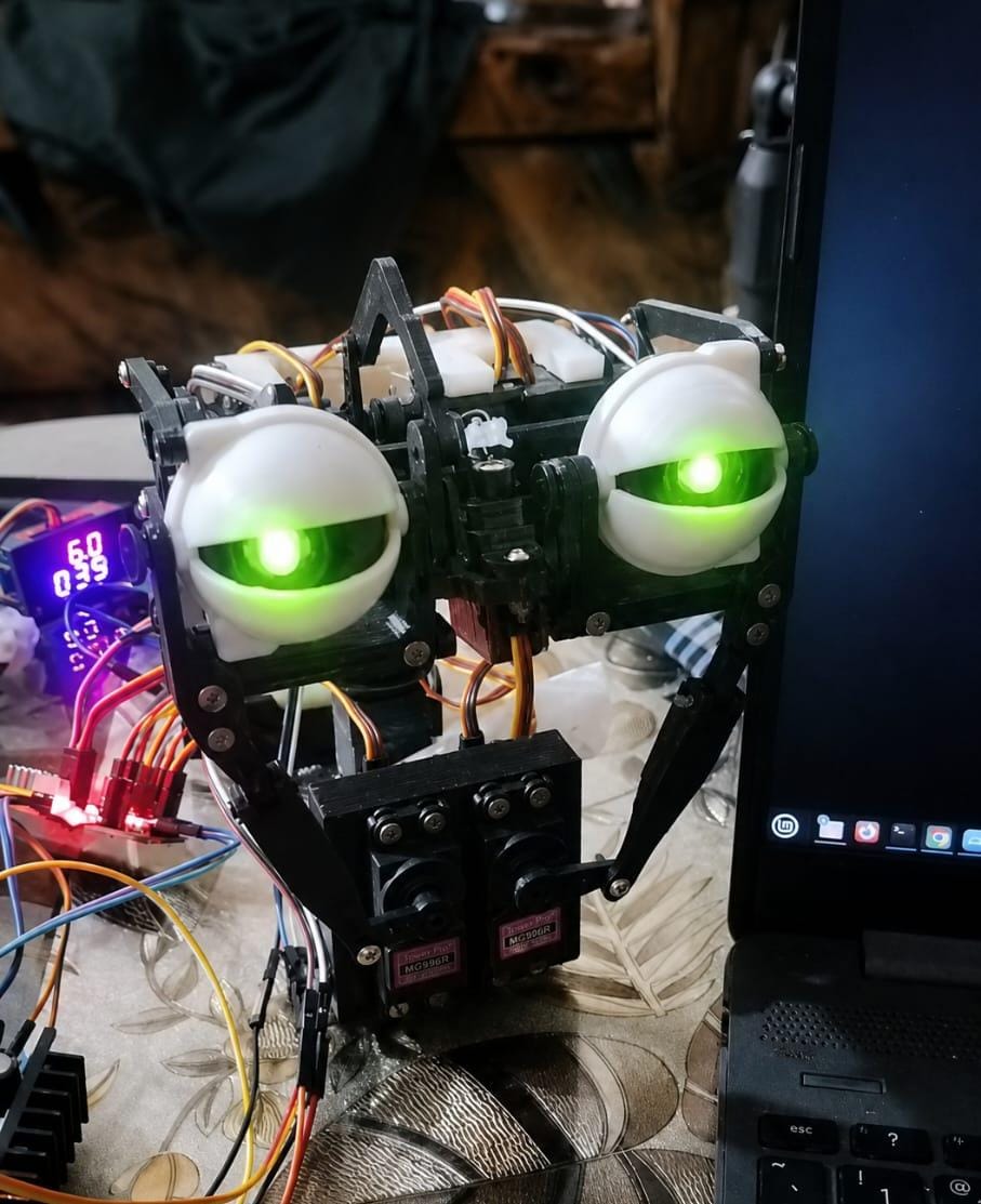 Animatronic Robotic Eye Mechanism with Green LEDs